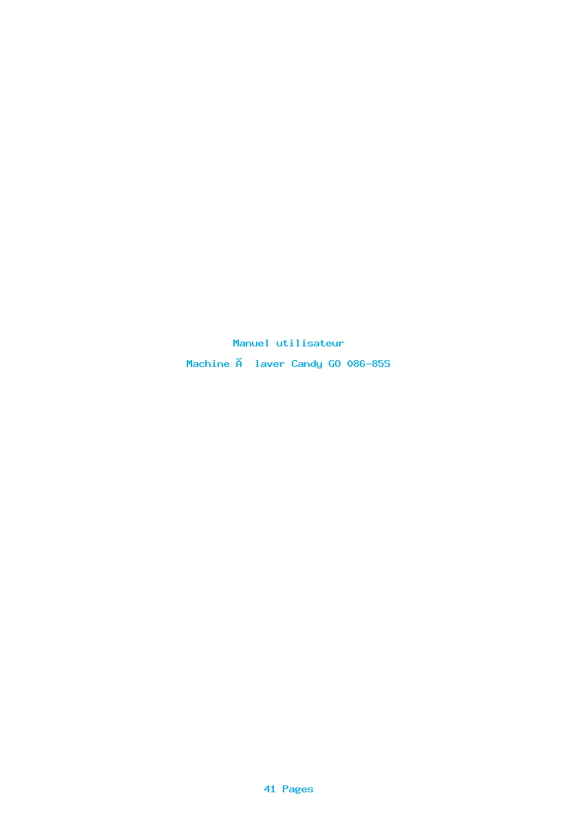 Page 1 de la notice Manuel utilisateur Candy GO 086-85S