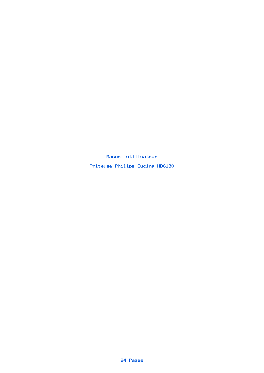 Page 1 de la notice Manuel utilisateur Philips Cucina HD6130