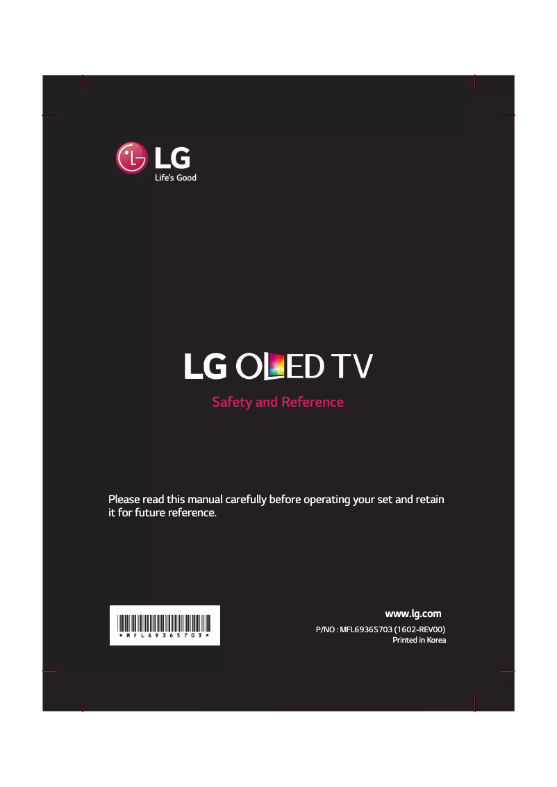 Page 1 de la notice Manuel utilisateur LG OLED55E6D