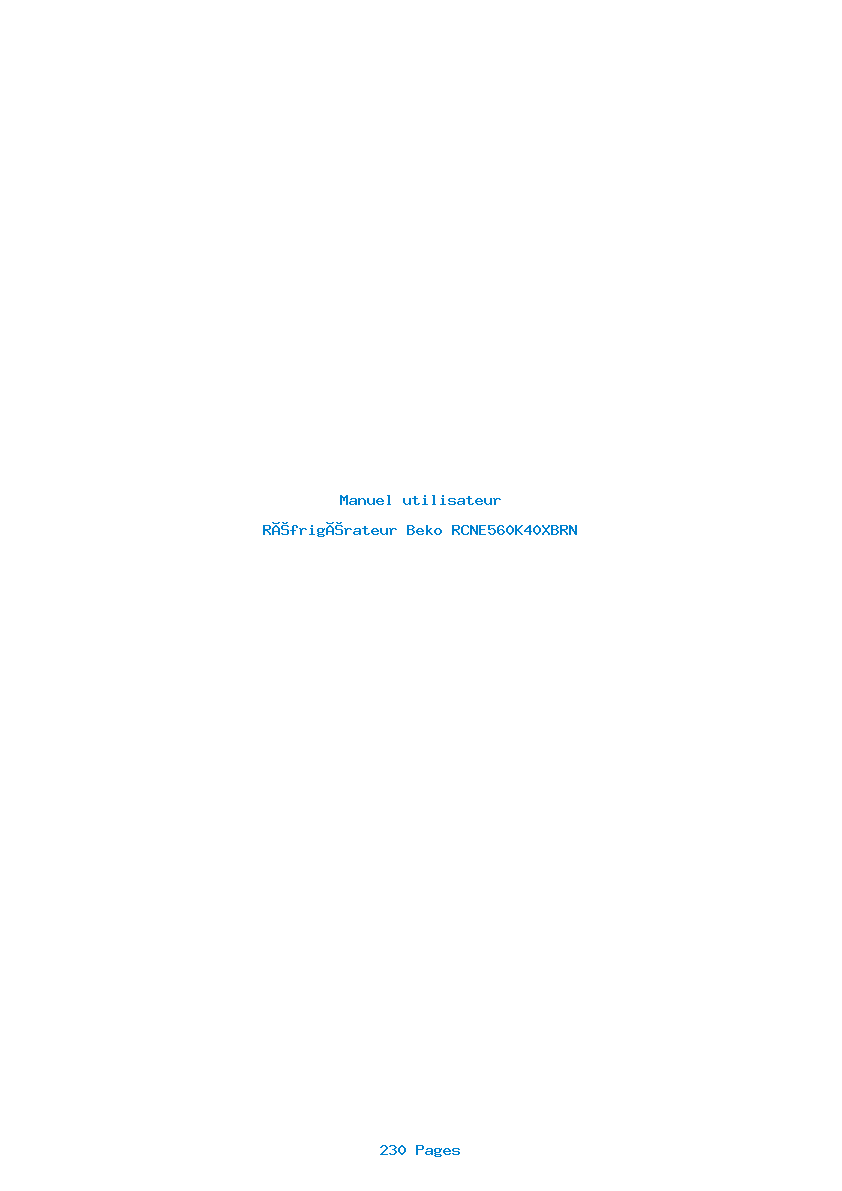 Page 1 de la notice Manuel utilisateur Beko RCNE560K40XBRN