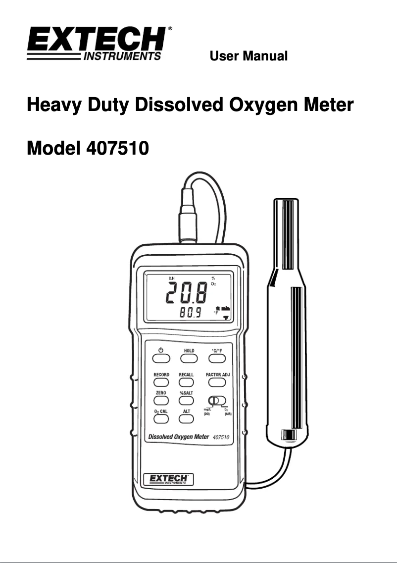 Page 1 de la notice Manuel utilisateur Extech 407510