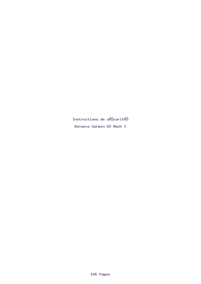 Image de la première page du manuel de l'appareil D2 Mach 1