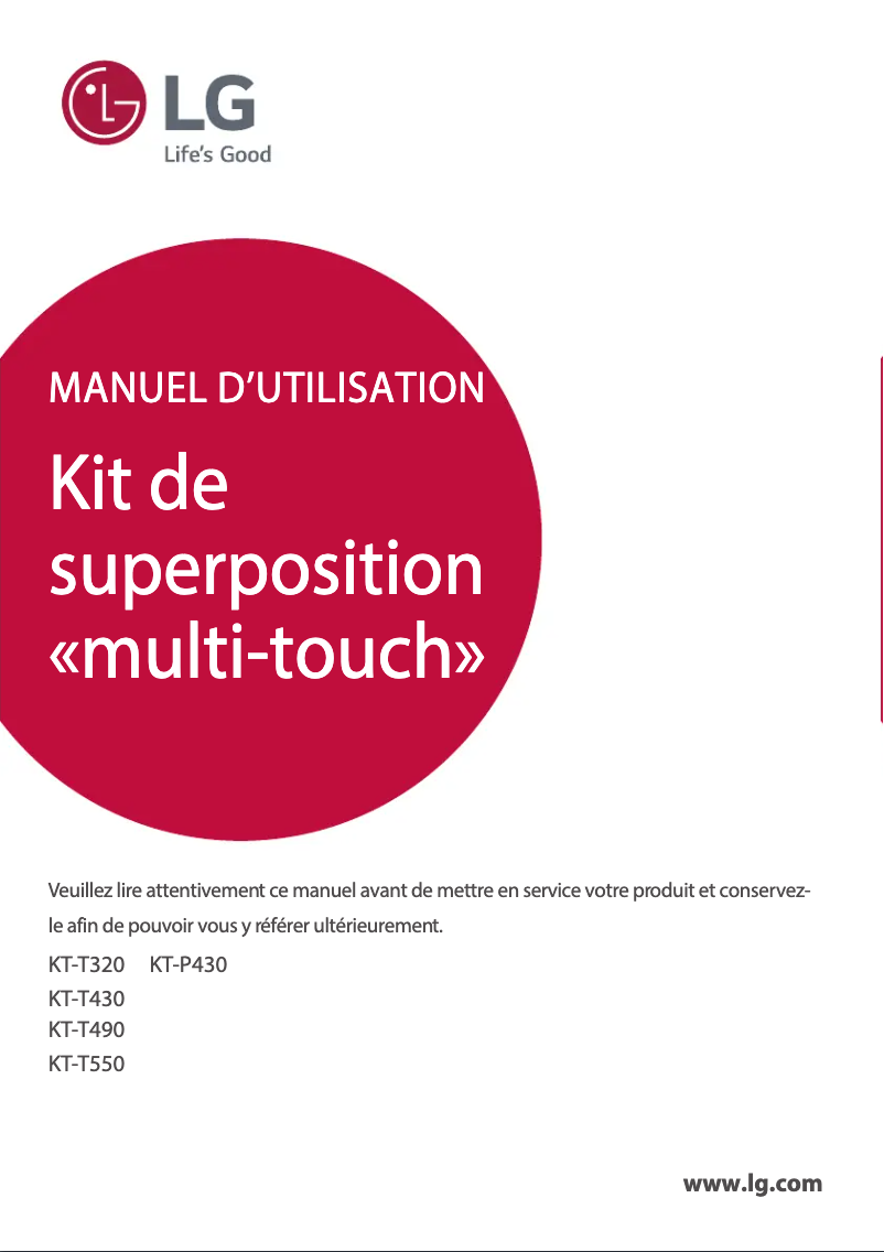 Page 1 de la notice Manuel utilisateur LG KT-T550