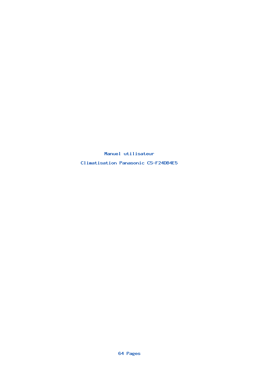 Page 1 de la notice Manuel utilisateur Panasonic CS-F24DB4E5