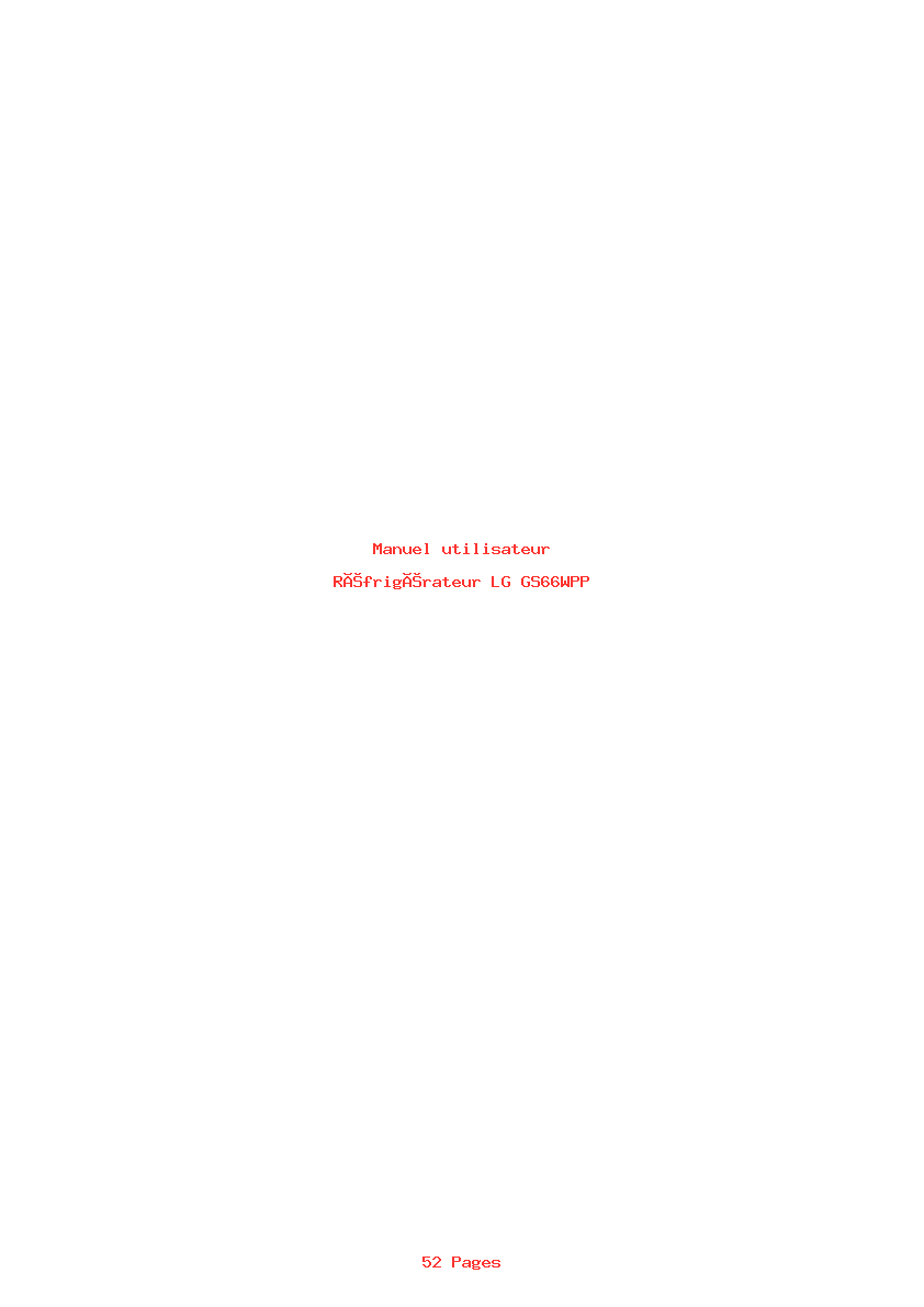 Page 1 de la notice Manuel utilisateur LG GS66WPP