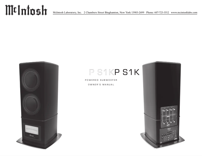 Page 1 de la notice Manuel utilisateur McIntosh PS1K