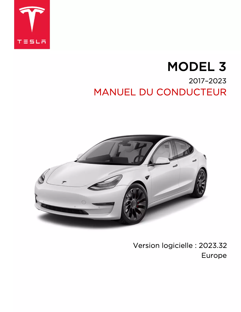 Page 1 de la notice Manuel utilisateur Tesla Model 3 (2018)