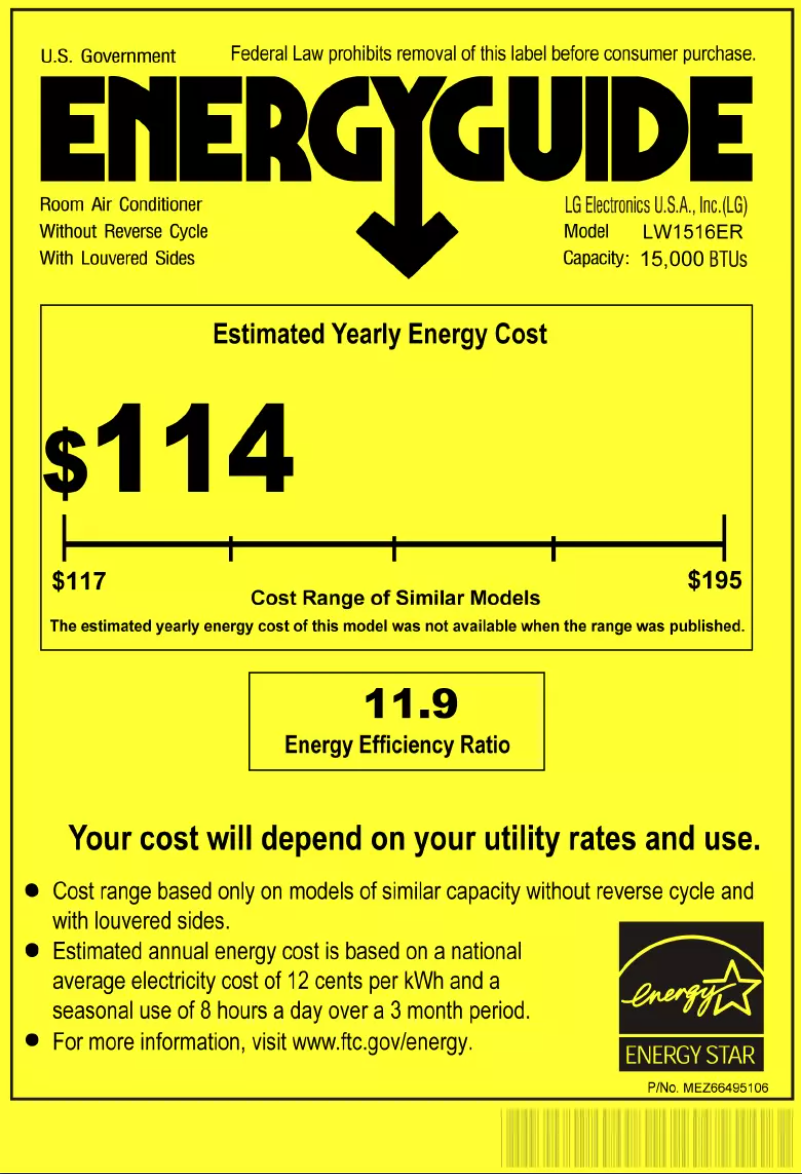 Página 1 del manual Etiqueta energética LG LW1516ER
