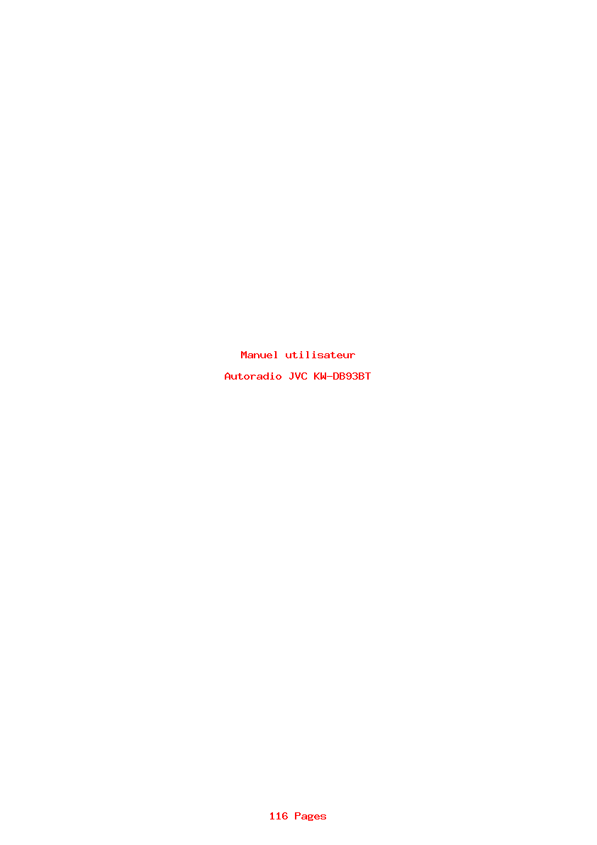 Page 1 de la notice Manuel utilisateur JVC KW-DB93BT