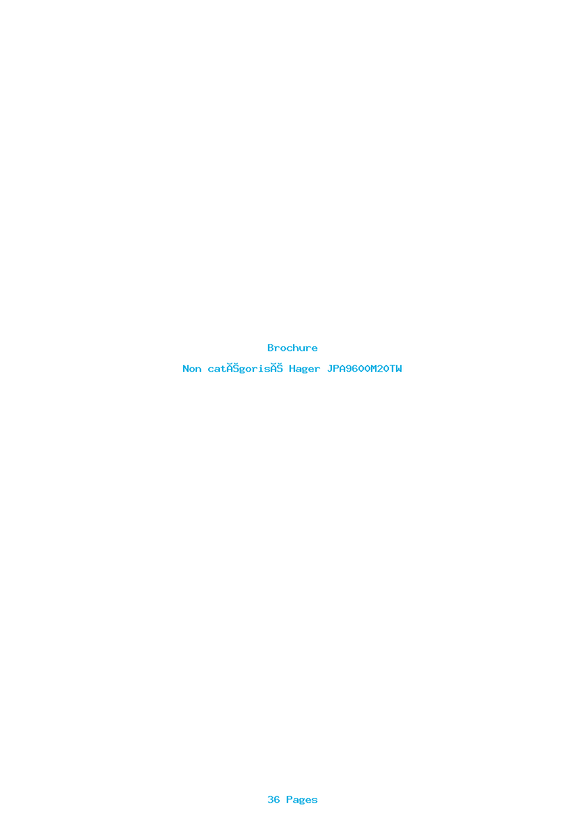 Page 1 de la notice Brochure Hager JPA9600M20TW