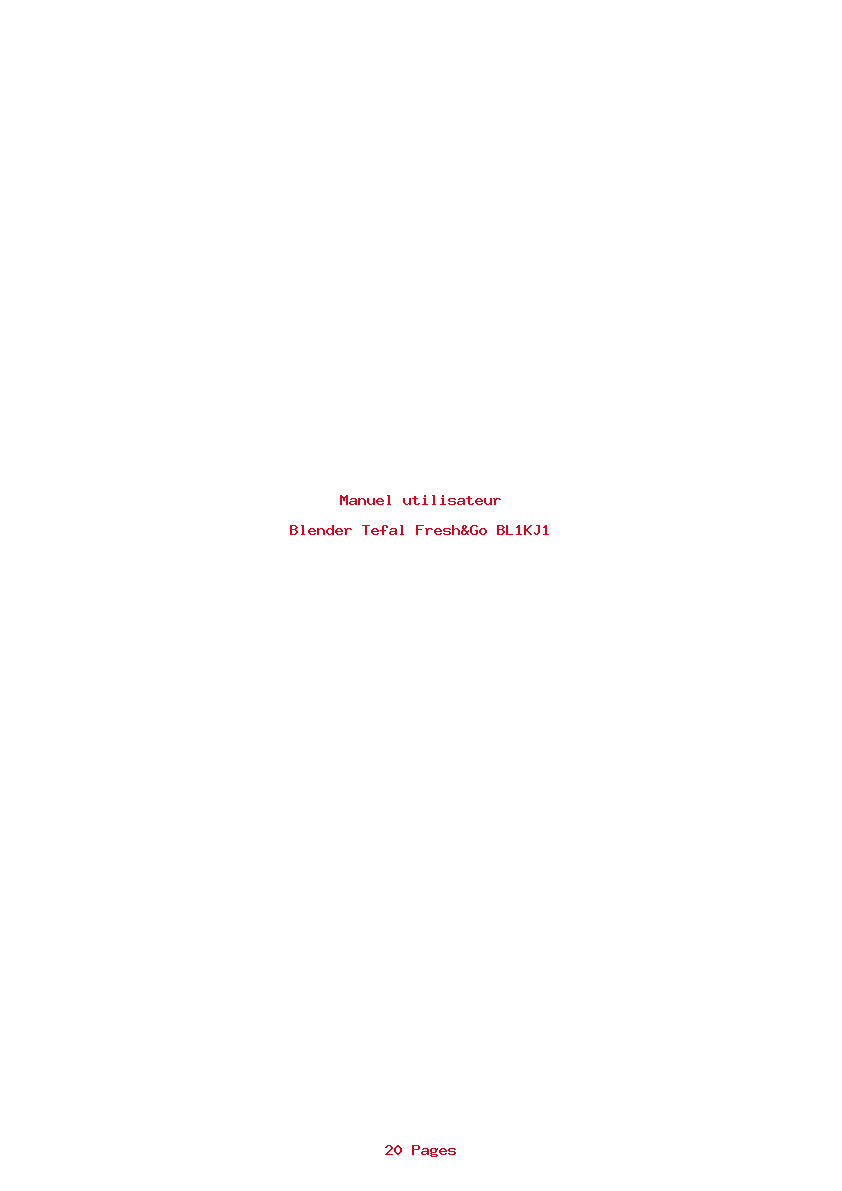 Page 1 de la notice Manuel utilisateur Tefal Fresh&Go BL1KJ1