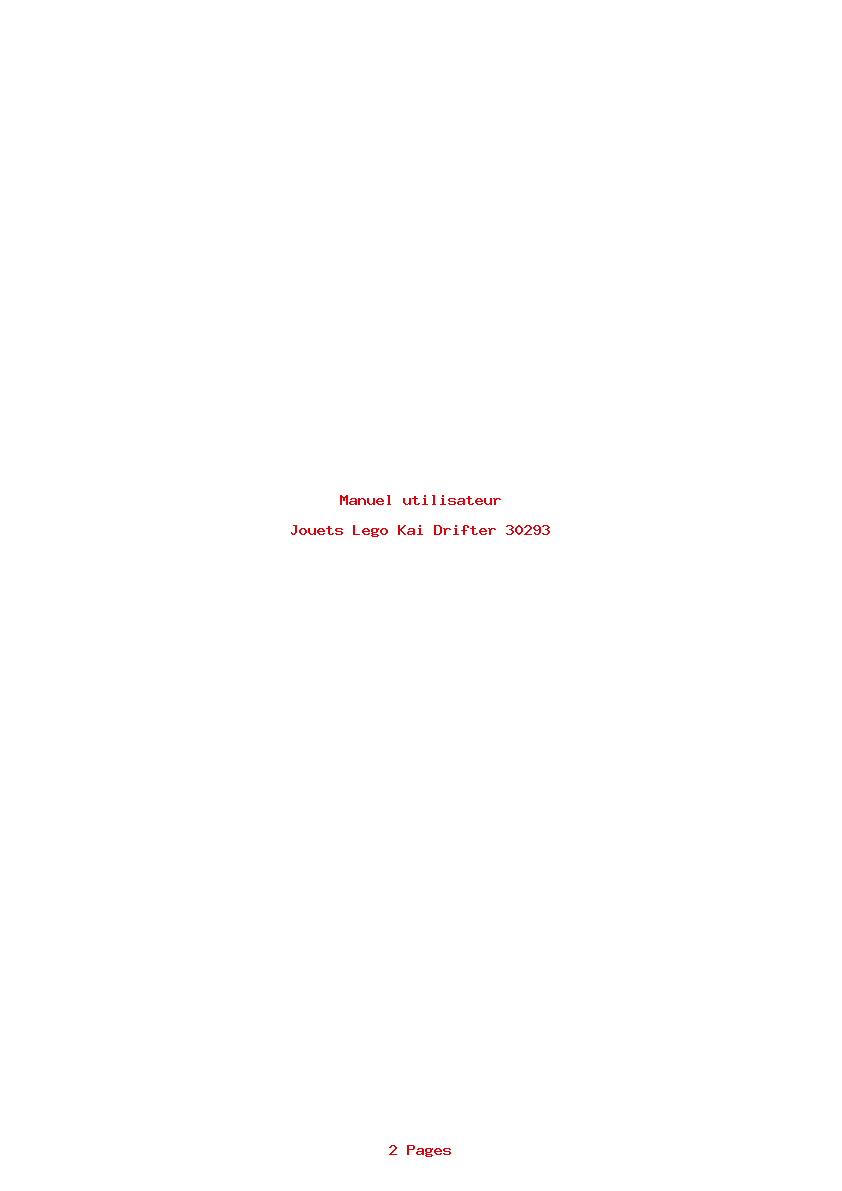 Page 1 de la notice Manuel utilisateur Lego Kai Drifter 30293