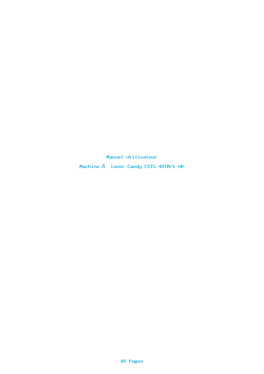 Page 1 de la notice Manuel utilisateur Candy CSTG 48TM/1-UK