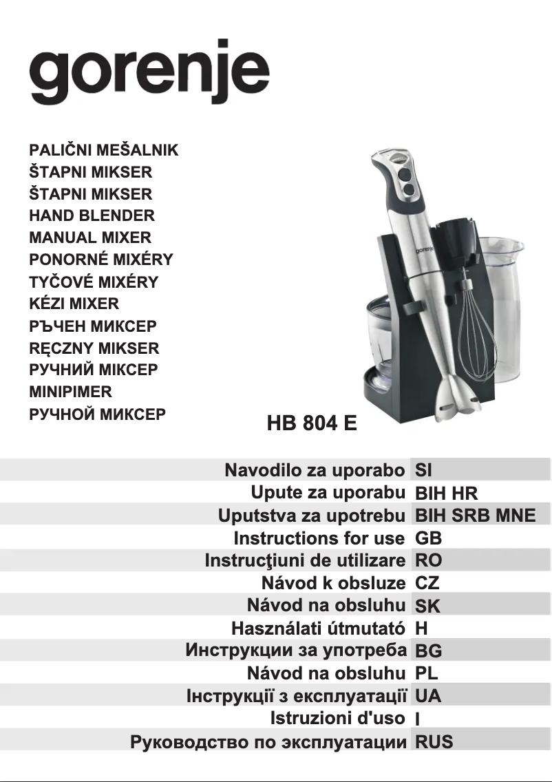 Page n°1 - Manuel utilisateur Gorenje HB804E