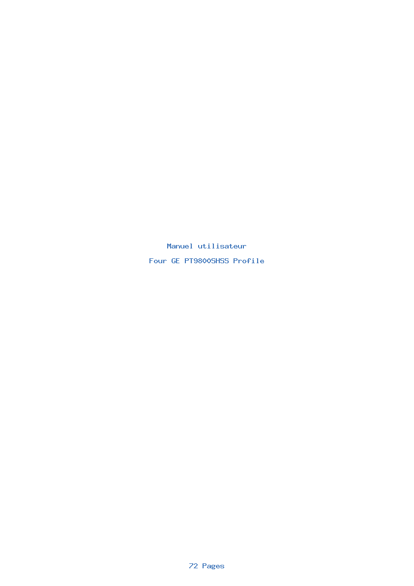 Page 1 de la notice Manuel utilisateur GE PT9800SHSS Profile