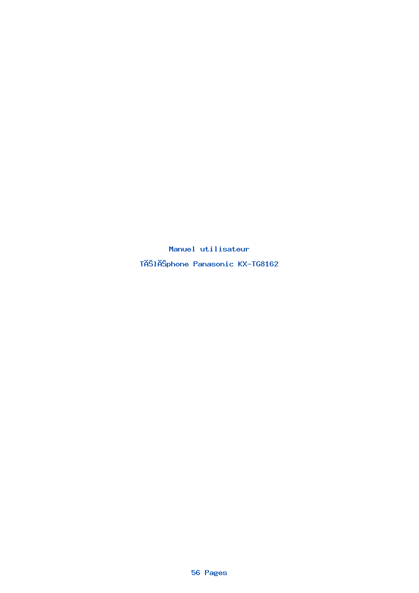 Page 1 de la notice Manuel utilisateur Panasonic KX-TG8162