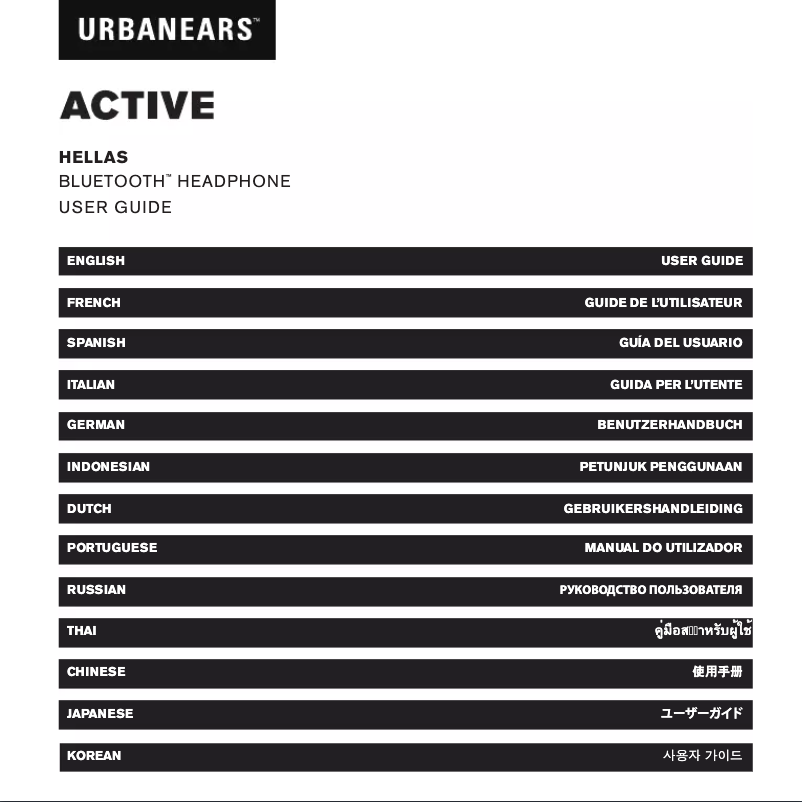 Page 1 de la notice Manuel utilisateur Urbanears Hellas