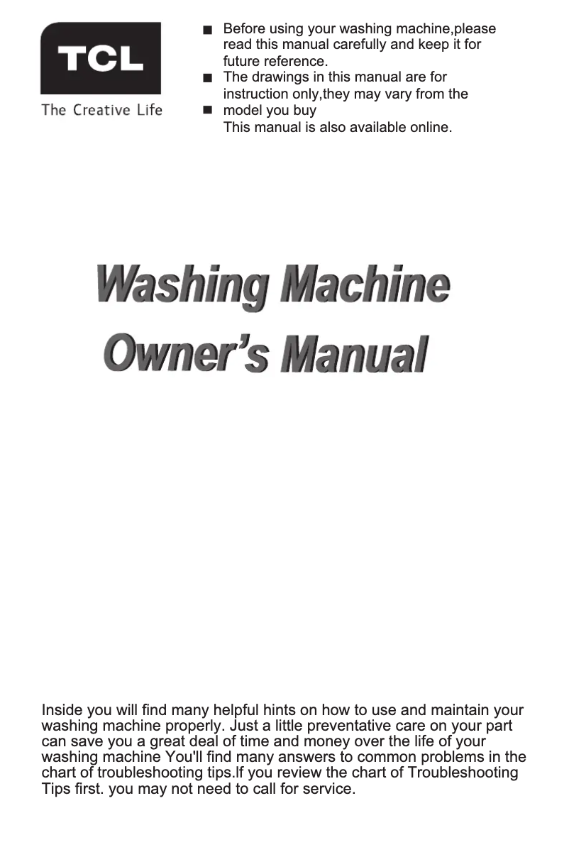 Page 1 of the manual User Manual TCL P108FLW