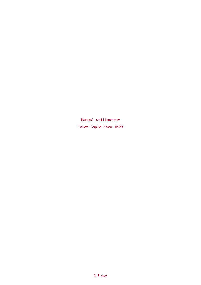 Page 1 de la notice Manuel utilisateur Caple Zero 150R
