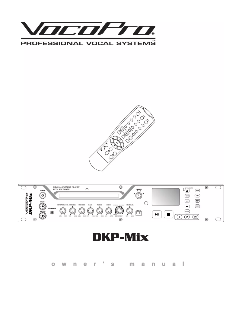 Page 1 de la notice Manuel utilisateur Vocopro DKP-Mix