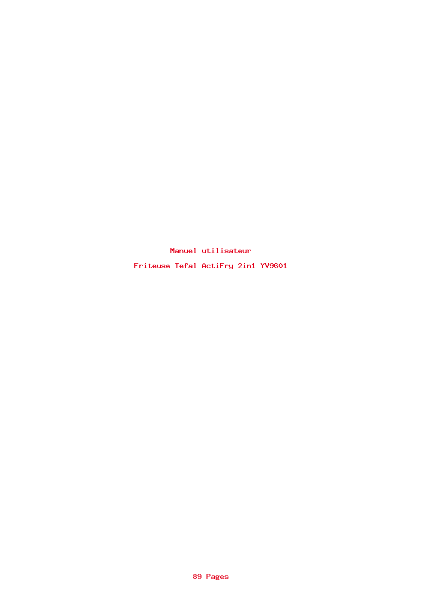 Page 1 de la notice Manuel utilisateur Tefal ActiFry 2in1 YV9601