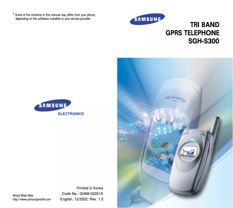 Page 1 de la notice Manuel utilisateur Samsung SGH-S300M