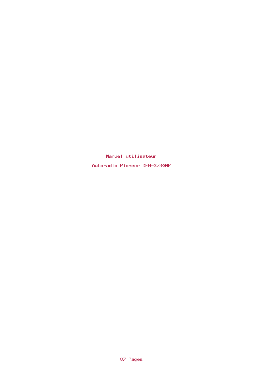 Page 1 de la notice Manuel utilisateur Pioneer DEH-3730MP