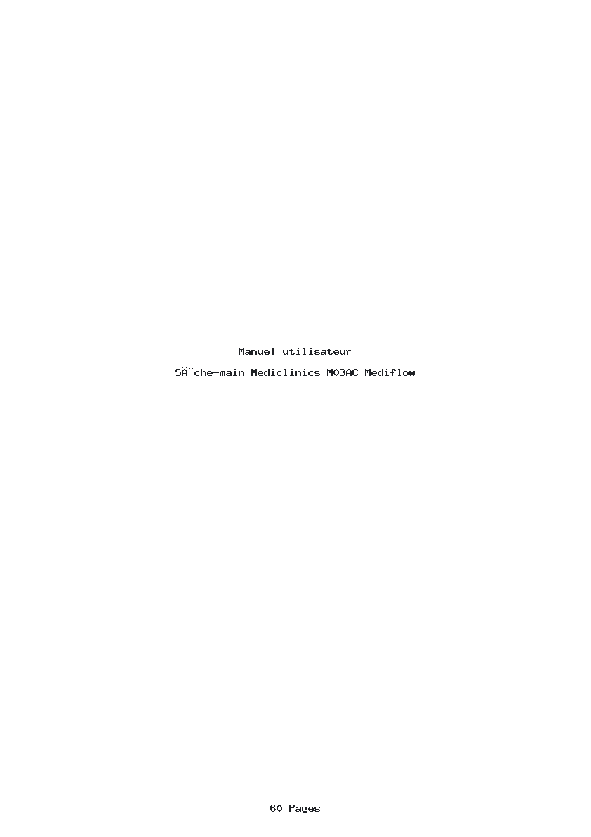 Page 1 de la notice Manuel utilisateur Mediclinics M03AC Mediflow