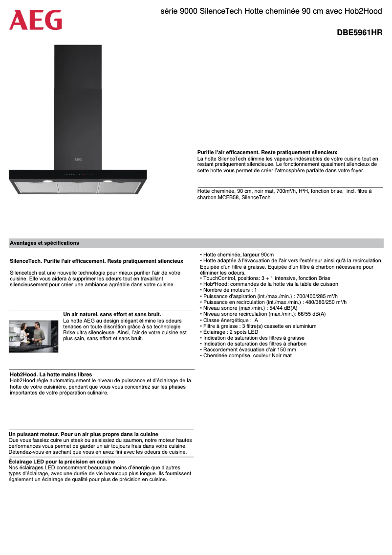 Page 1 de la notice Fiche technique AEG DBE5961HR
