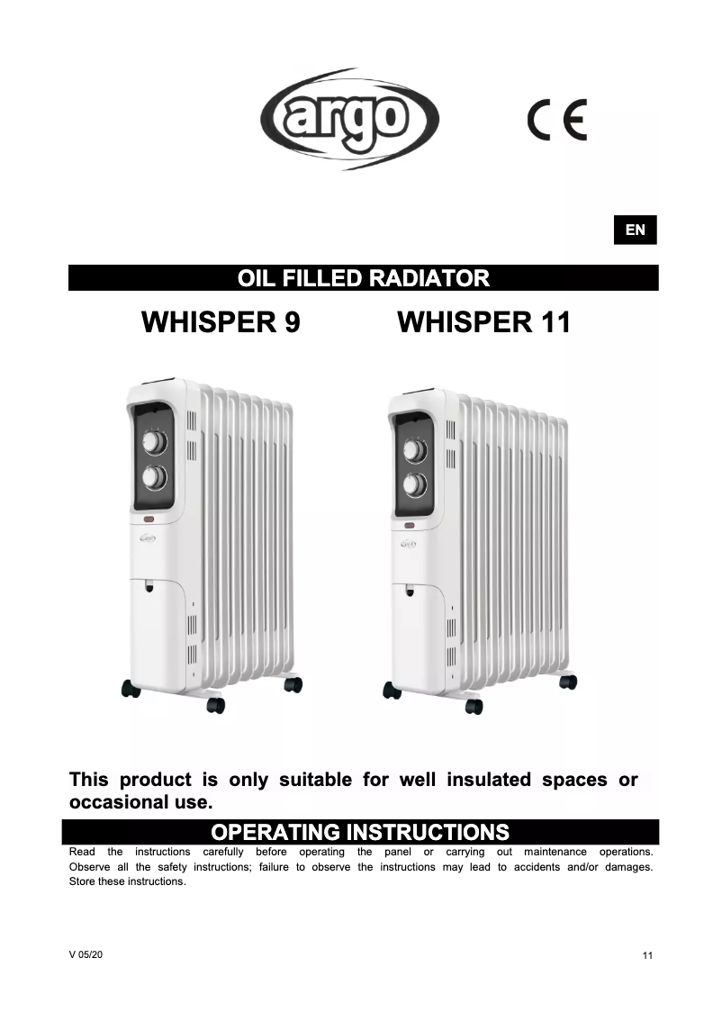 Page 1 de la notice Manuel utilisateur ARGO Whisper 11