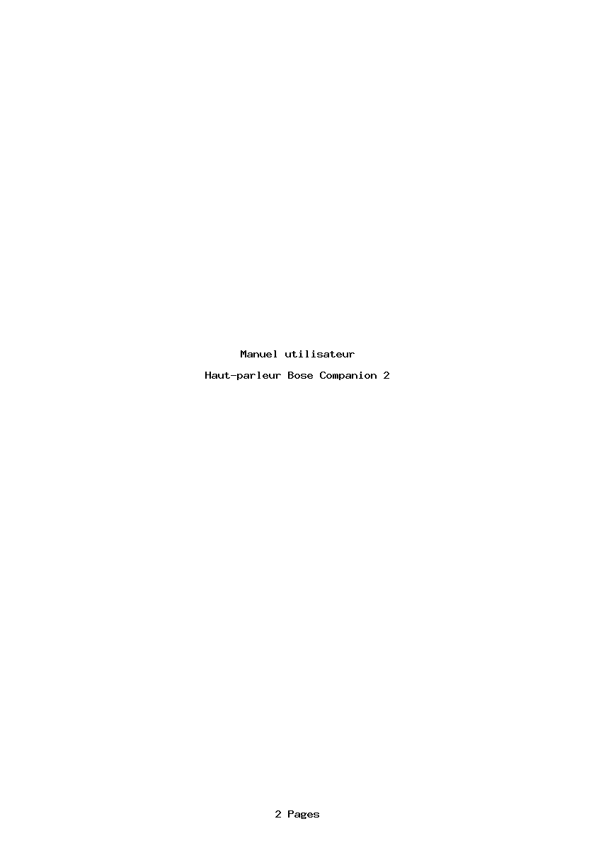 Page 1 de la notice Manuel utilisateur Bose Companion 2