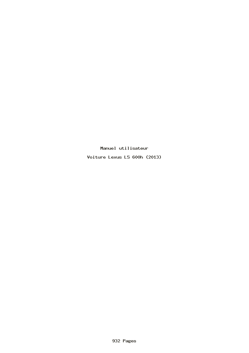 Page 1 de la notice Manuel utilisateur Lexus LS 600h (2013)