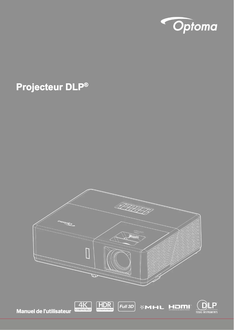 Page 1 de la notice Manuel utilisateur Optoma DZ500