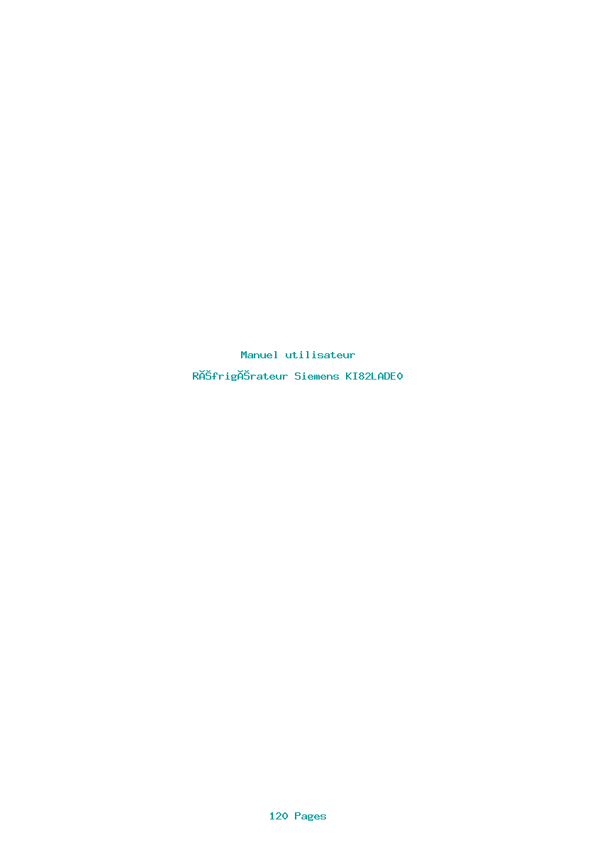 Page 1 de la notice Manuel utilisateur Siemens KI82LADE0