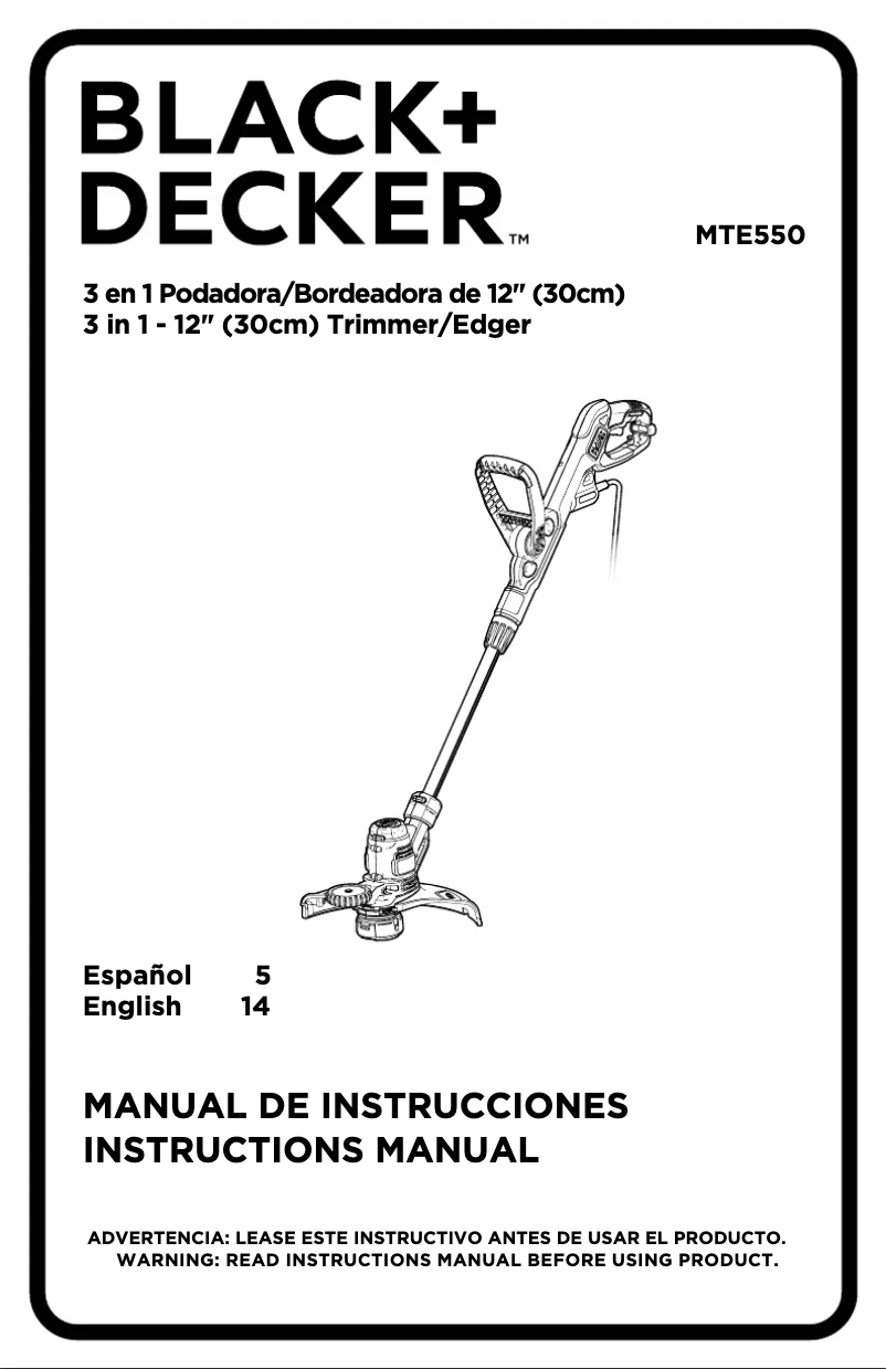 Page 1 de la notice Manuel utilisateur Black & Decker MTE550