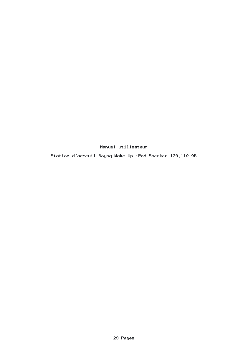 Page 1 de la notice Manuel utilisateur Boynq Wake-Up iPod Speaker 129.110.05