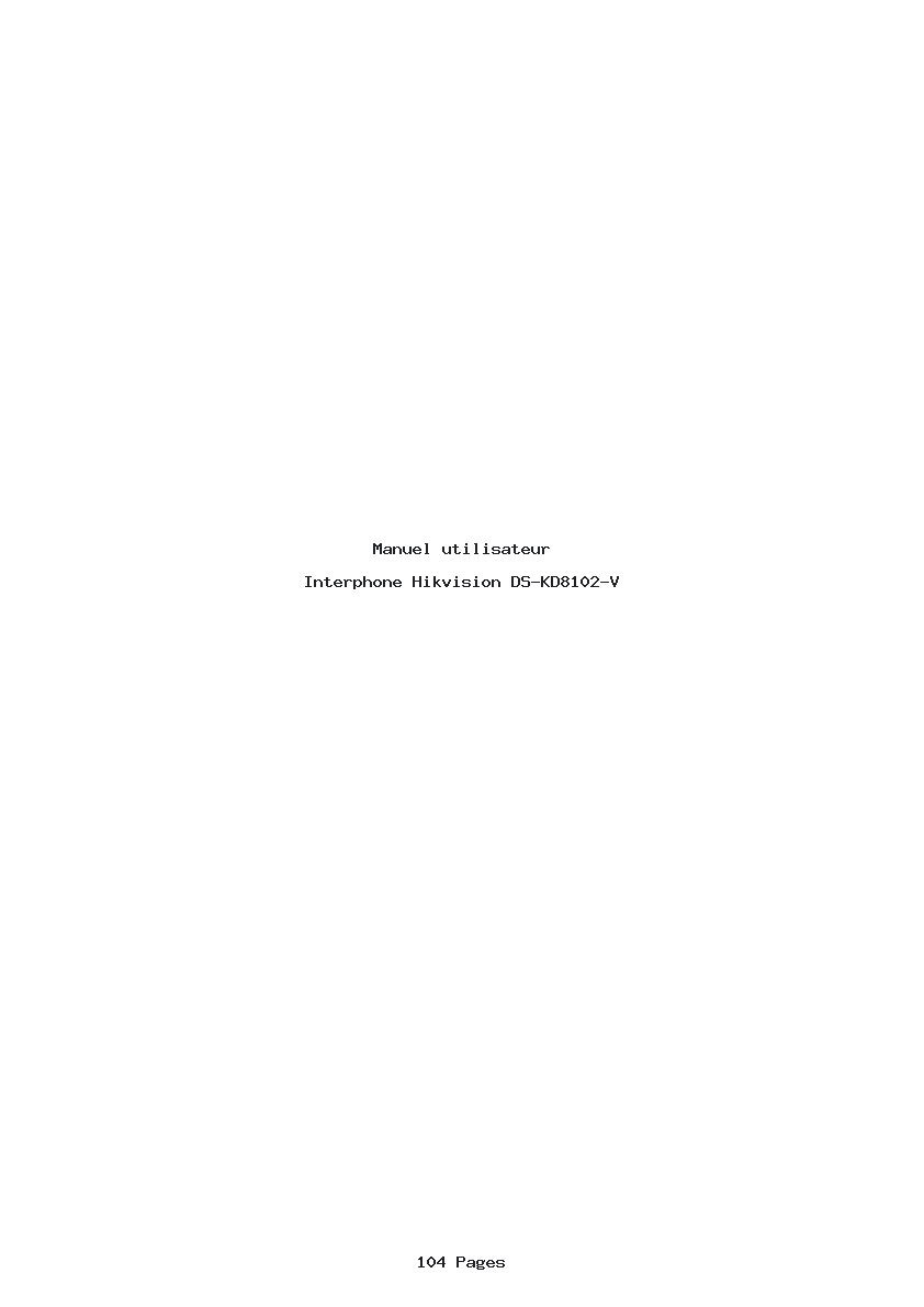 Page 1 de la notice Manuel utilisateur Hikvision DS-KD8102-V
