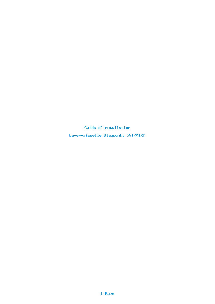 Page 1 de la notice Guide d'installation Blaupunkt 5VI701XP