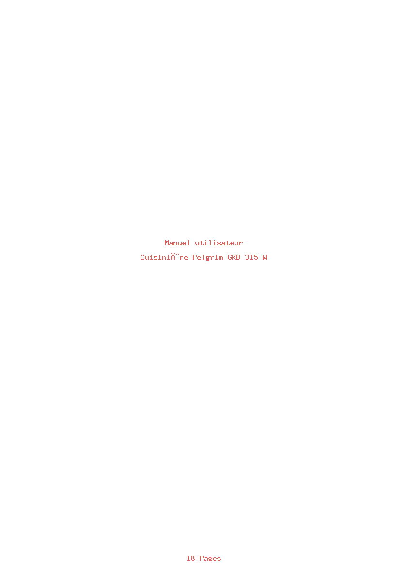 Page 1 de la notice Manuel utilisateur Pelgrim GKB 315 W