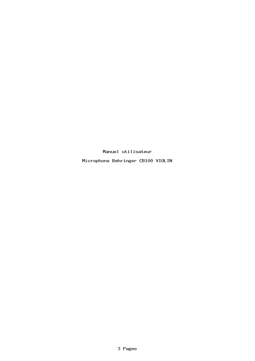 Page 1 de la notice Manuel utilisateur Behringer CB100 VIOLIN