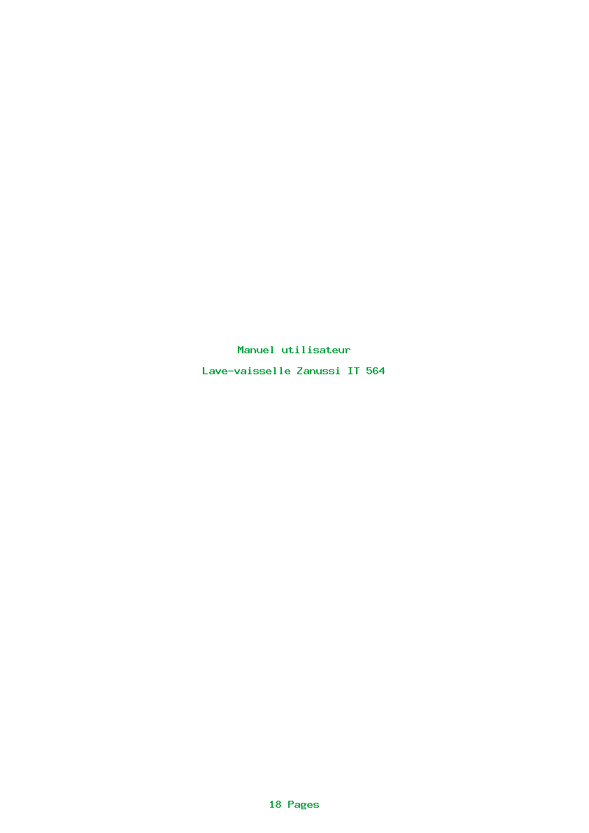 Page 1 de la notice Manuel utilisateur Zanussi IT 564