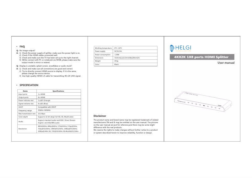 Página 1 del manual Manual de usuario HELGI HLG0318PRO