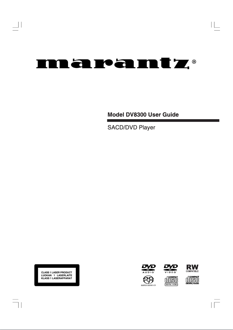 Page 1 de la notice Manuel utilisateur Marantz DV8300