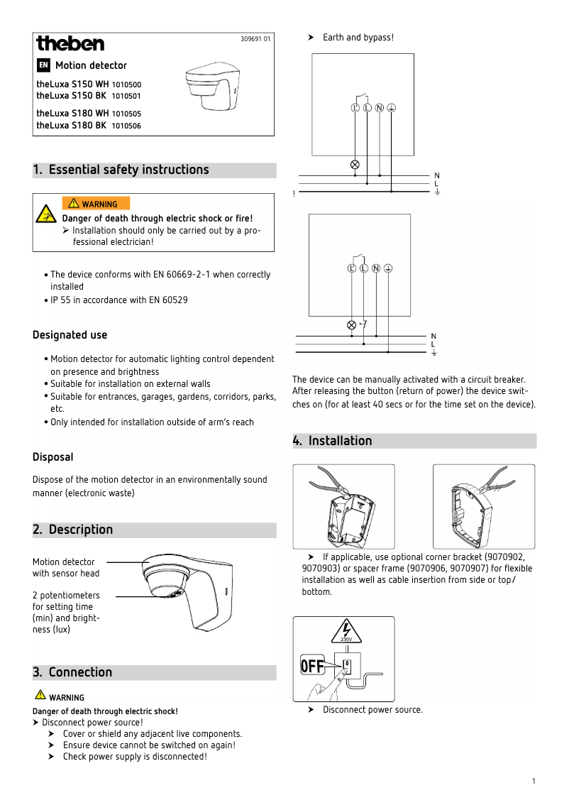 Página 1 del manual Manual de usuario Theben theLuxa S180 BK