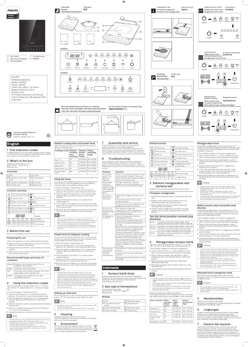Page 1 de la notice Manuel utilisateur Philips Viva Collection HD4932