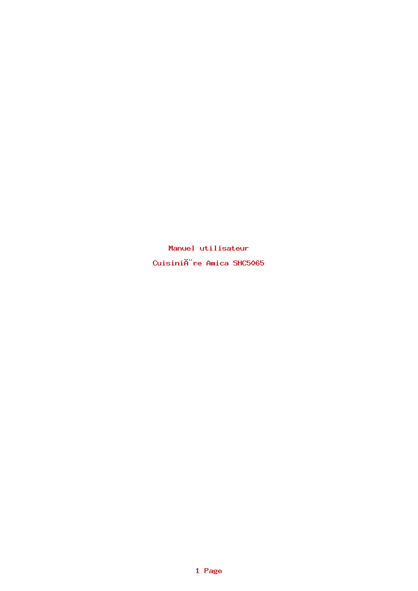 Page 1 de la notice Manuel utilisateur Amica SHC5065