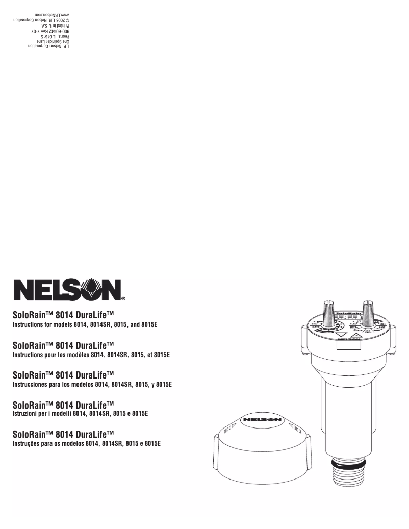 Page 1 de la notice Manuel utilisateur Nelson SoloRain DuraLife 8014