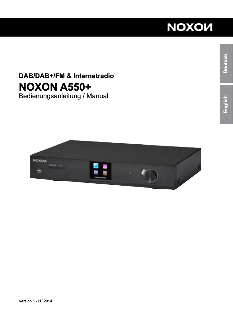 Page 1 de la notice Manuel utilisateur Noxon A550 plus