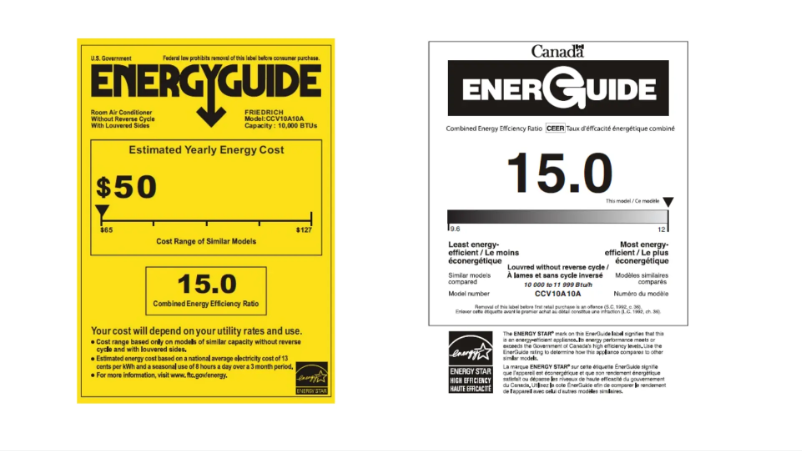 Page 1 de la notice Label énergétique Friedrich Chill Premier Inverter CCV10A10A
