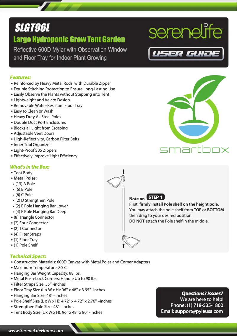 Page 1 of the manual User Manual SereneLife SLGT96L